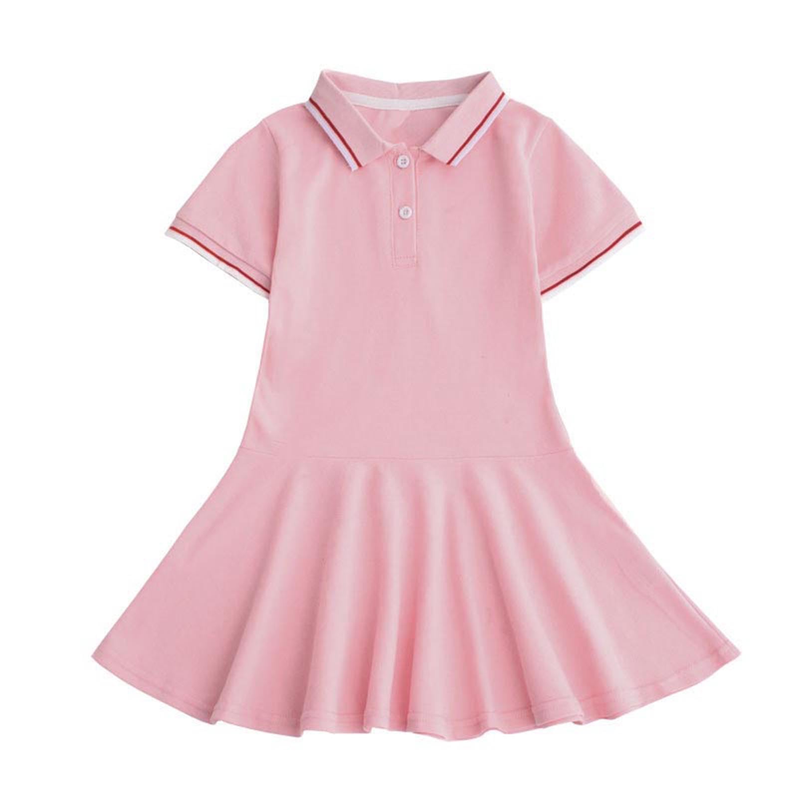 duxyoz Kids Girls Athletic Polo Dress for Tennis Golf Breathable Pique with Pleated Hem Toddler Short Sleeve Summer Active Sports Dresses Solid Basic School Uniform Skater Twirly Dress 5-6 Years