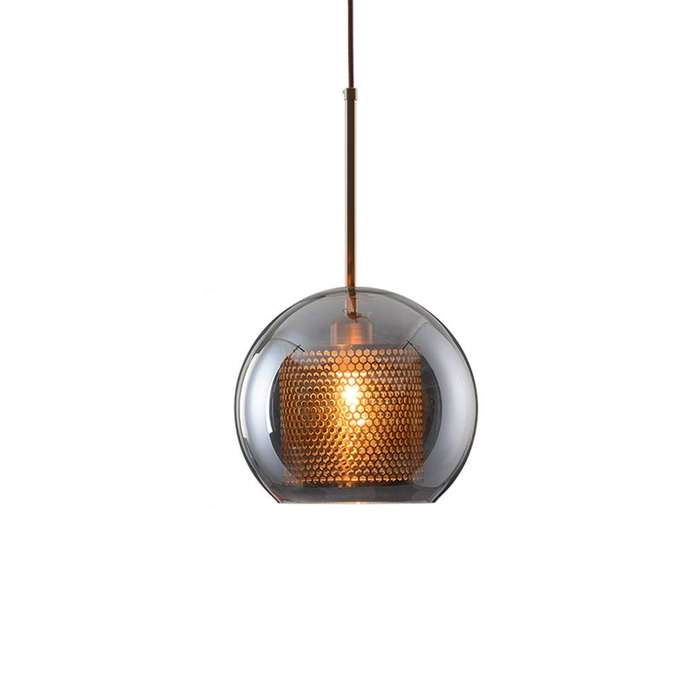SXECAEPS Modern creative chandelier Simple Modern Glass Ball Pendant Light, Nordic Clothing Decoration Ceiling Lighting Fixture, Smoke Gray Lampshade E27 Creative Gold Hanging Lamp,