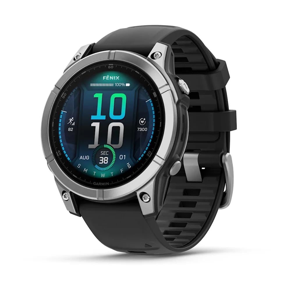 Garmin Fenix E (2024) 47mm Stainless Steel GPS Heart Rate Monitor w/Black Silicone Strap