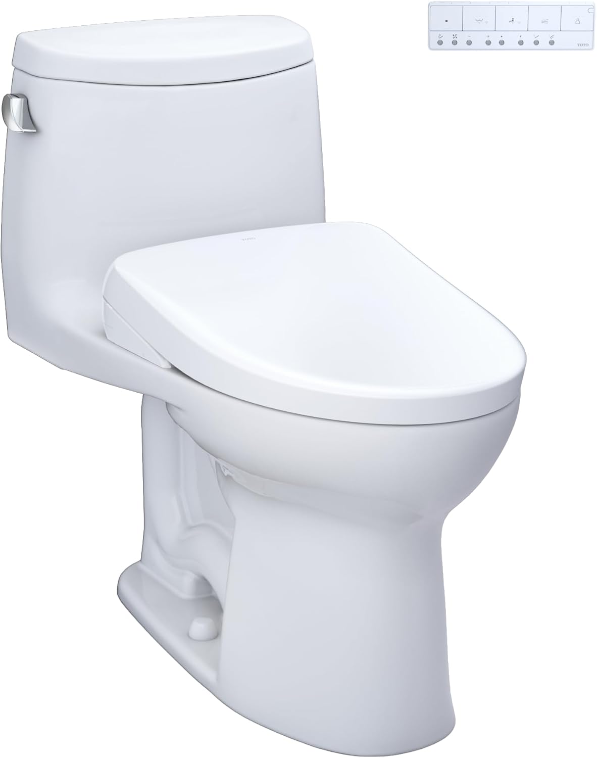 TOTO® WASHLET®+ UltraMax® II One-Piece Elongated 1.28 GPF Toilet with Auto Flush WASHLET®+ S7A Contemporary Bidet Seat, Cotton White - MW6044736CEFGA#01