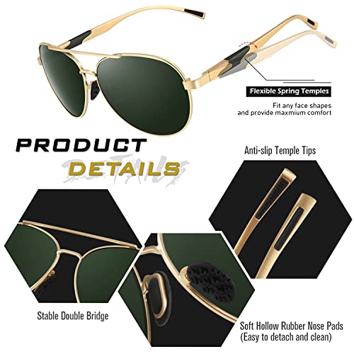 Image of GQUEEN Classic Pilot Polarized Sunglasses Men Women Retro Shades UV400 MOS1