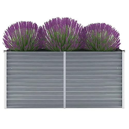 Jardinera elevada para jardín, jardinera elevada, acero galvanizado, 160 x 40 x 77 cm, color gris, solución ideal para jardinería que ahorra espacio y plantas sanas