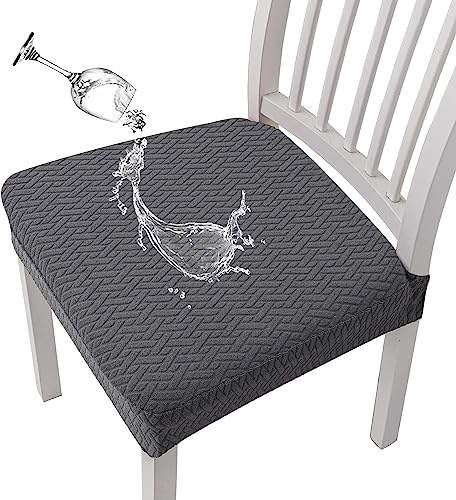 チェアカバー 撥水 防水 椅子カバー 座面用 ダイニングチェアカバー 椅子クッションカバー デスクチェアカバー 防水シートカバー 高弾力 汚れ防止 無地 防水 洗える さらり フィット ストレッチ座面カバーオフィスチェアカバー (ダークグレー)