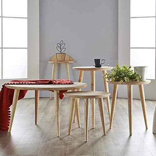 小さな丸いコーヒーテーブル 木製エンドテーブル ネスティングテーブル モダンサイドテーブル テーブル横 リビングルーム家具セット(&Phi;