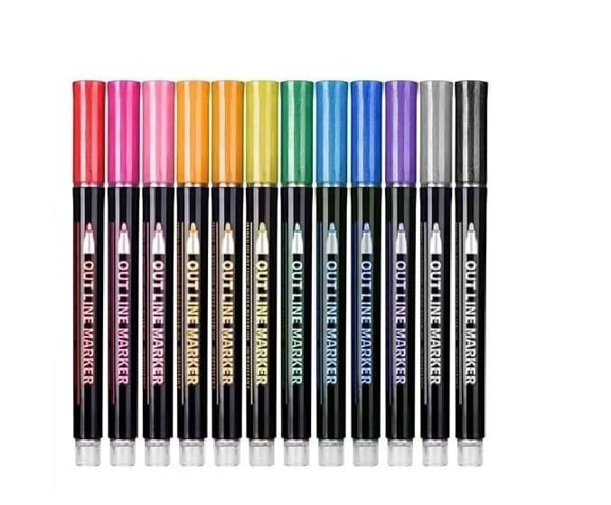 Eclet Metallic Outline Markers – 12 Colors Double Line Art Pens for DIY Crafts, Drawing, Scrapbooking & Greeting Cards - GH-image-33