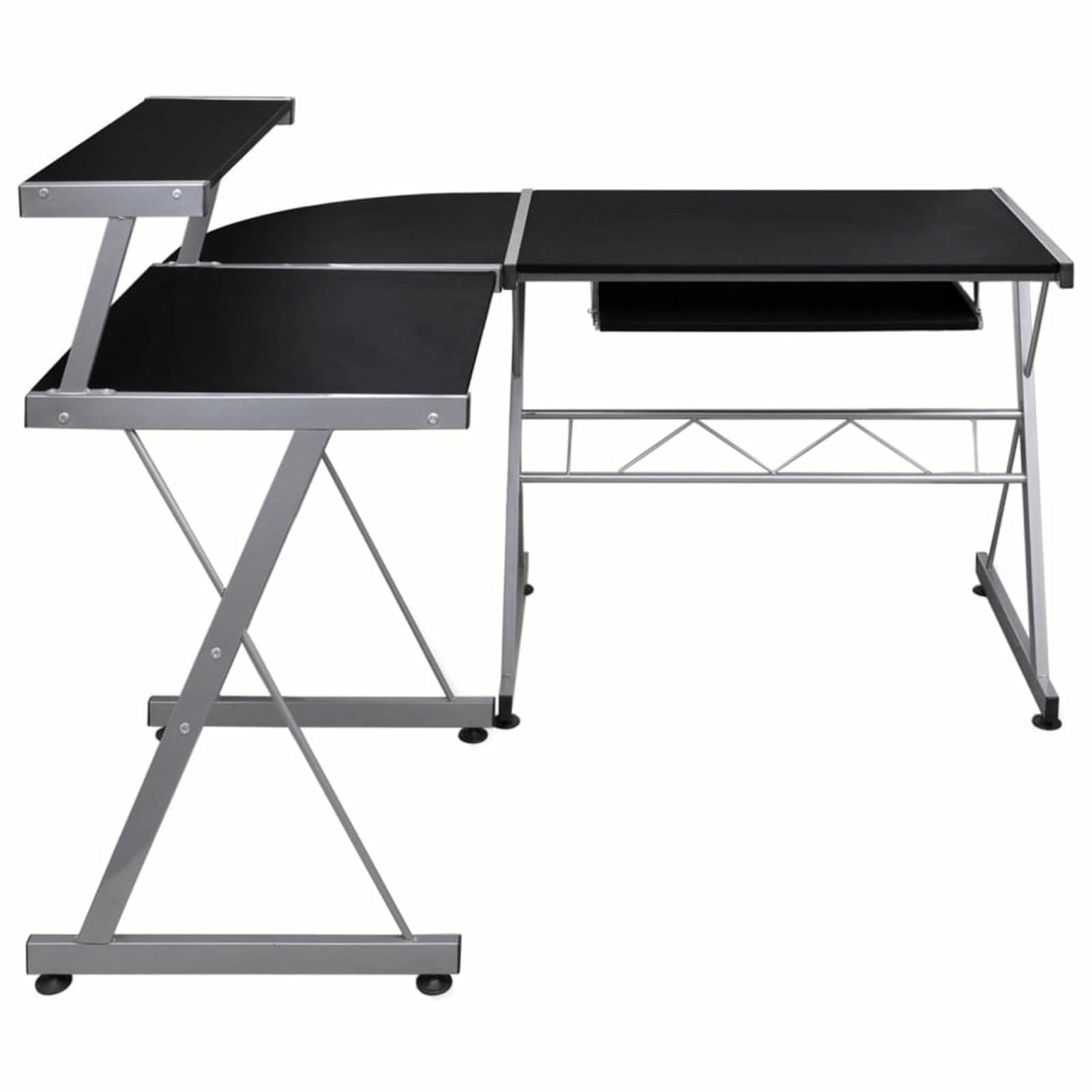 Bureau d'ordinateur d'angle noir, 132 x 112 x 99 cm, en bois, multicouche, bureau, bureau, bureau, bureau, bureau, bureau, bureau, bureau, bureau, bureau, bureau, bureau, mobilier studio