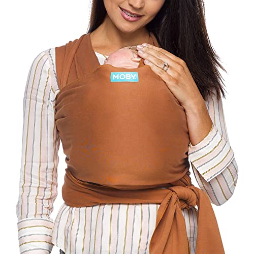 Image of Moby Baby Wrap Carrier Evolution for Newborns to Toddlers (8-33lbs), Infant Sling Carrier, Lightweight & Hands Free Design, Adjustable for All Body Types, Baby Registry Gift (Caramel)