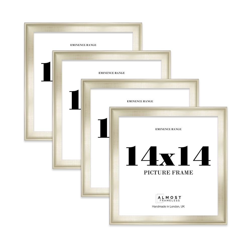 14x14" Silver Picture Frame - Rustic Wood Industrial Effect Photo Frame for Wall Display, Ideal for Posters, Prints & Home Dรฉcor, Wall Hooks, 32mm Edge - 4 Pack โ image 1
