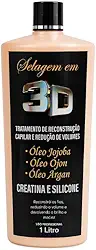 Selagem 3D Profissional 1L – Tratamento Capilar de Reconstrução, Nutrição e Brilho, Com Óleos de Jojoba, Ojon e Argan, Compatível Todos Tipos de Cabelo, Uso Profissional