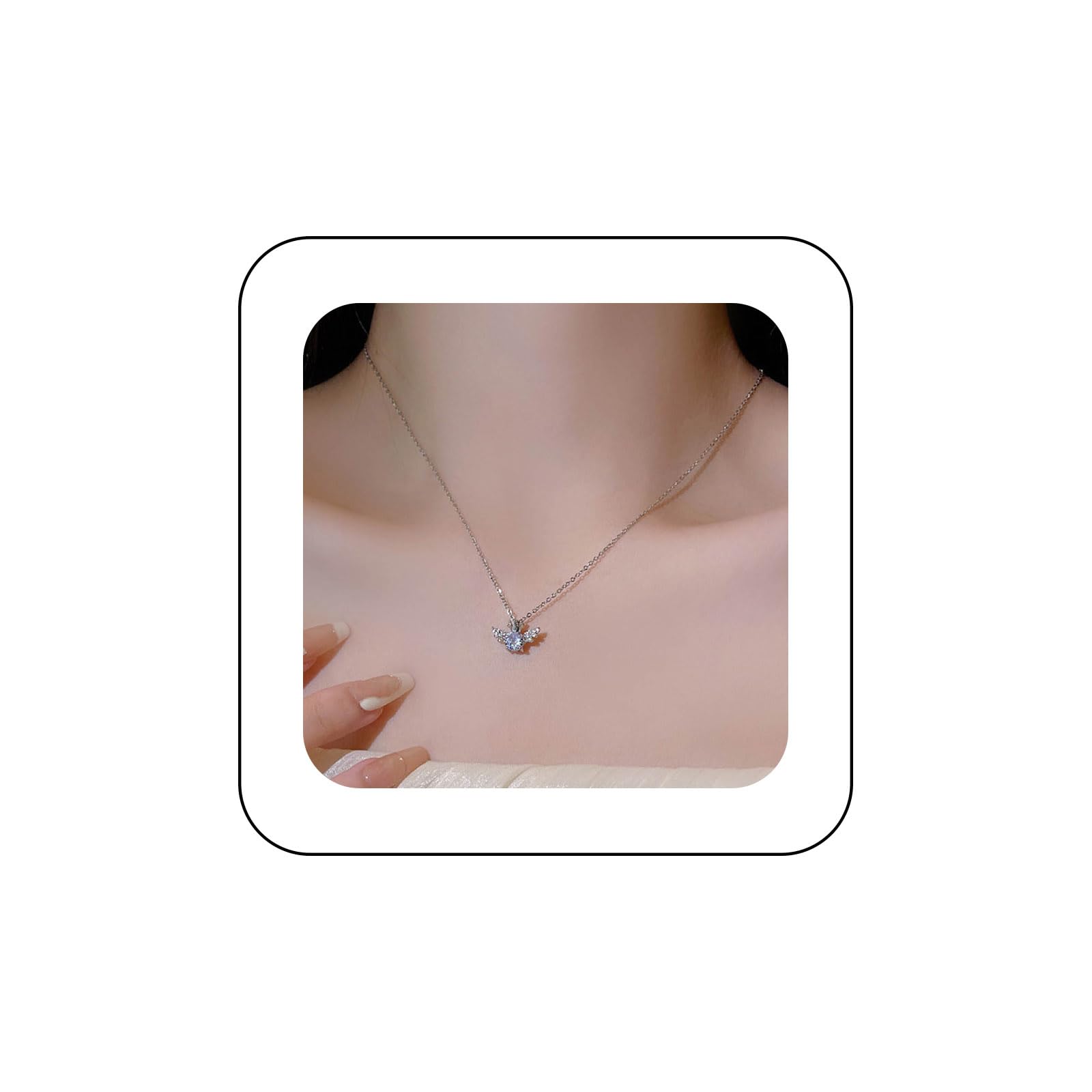 Yienate Gargantilla con colgante de cristal funky vintage, collar de cristal con alas de ángel, collar de corona de diamantes de imitación, collar de cristal para boda, joyería para mujeres y niñas,