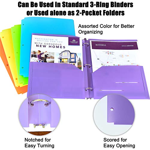 Youngever-12-Pack-Heavy-Duty-Plastic-Two-Pocket-Folders-Binder-Dividers-with-Pocket-3-Hole-Punch-Folder-with-Notches-Binder-Folders