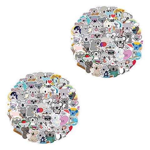 106 Pieces Cartoon Animal Stickers Cute Animated Koala Waterproof Stickers Suitcase Stickers for Computer Luggage Guitar Bottle Refrigerator Cover