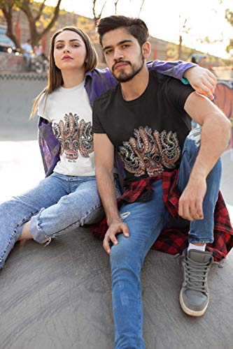 Roll Up Snake Skull T-Shirt | Casual 100% Cotton Graphic Tee | Crew Neck, Short Sleeve T Shirt for Men and Women - Image 5