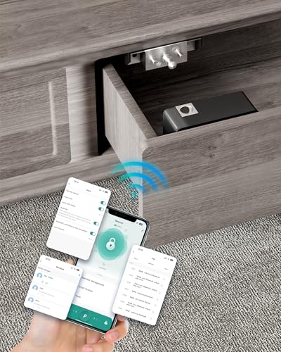 BAWOSS Smart Cabinet Lock Hidden Invisible RFID Kid Keyless Drawer Locks for Adults Children Proof TTlock APP Compatible with Alexa & Google Home for Sliding Cabinet and Box No Drilling NFC Card