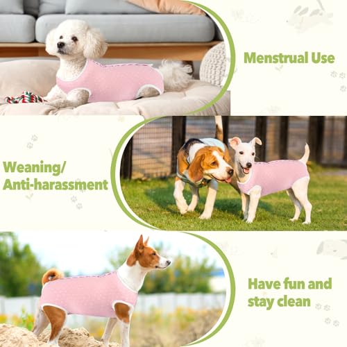 Image of Dog Diapers Suit Period Onesie for Female Dog Sanitary Panties Male Doggy Heat Diapers Cover Fit for Small Medium Dogs Pink Dots /S