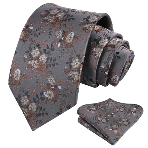 Image of Alizeal Mens 3.15inches Delicate Floral Tie with Small Flower Printed Handkerchief Set