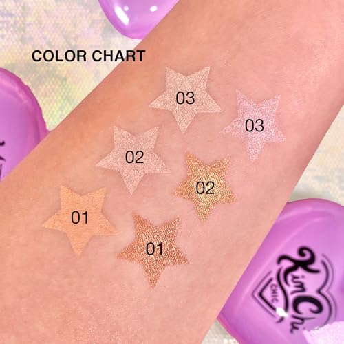 Image of KimChiChic Beauty Thailor Get Glow Highlighter Duo, 2-in-1 Illuminating Powder Palette, Buildable Shimmer for Face & Body, Heart-Shaped Compact with Mirror, Cruelty-Free, Hollywood Glow