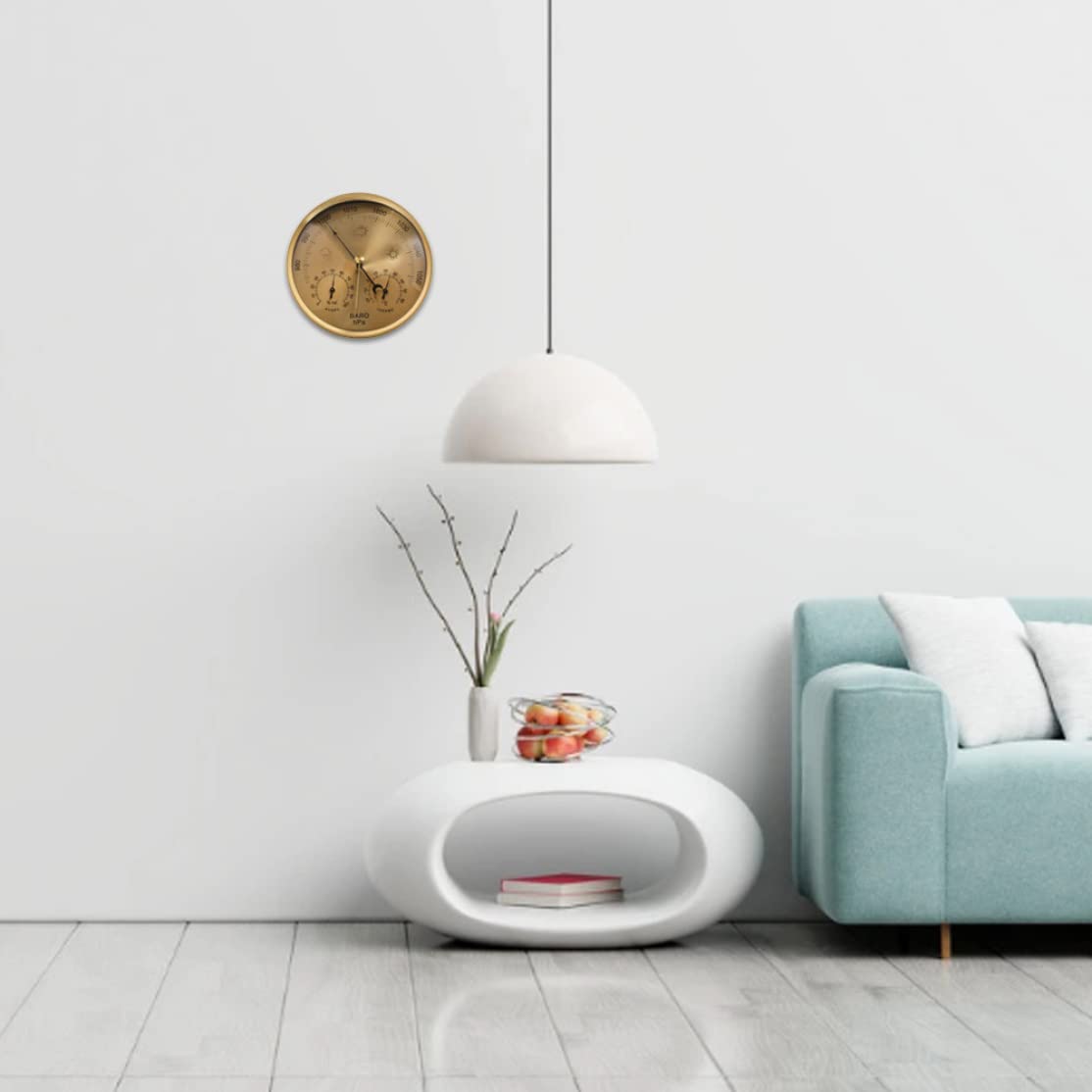 Thermomètre extérieur, hygromètre 3-en-1 baromètre suspendu mural Aucune batterie requise du patio extérieur or