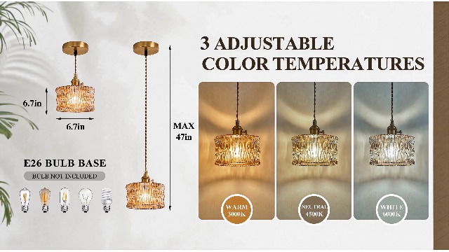 Image of Glass Pendant Lights Kitchen Island,Amber Pendant Lighting Fixtures,Modern Adjustable Hight Chandelier Farmhouse Hanging Ceiling Lighting for Dining Room Hallway,Bedroom Foyer 1 Pack