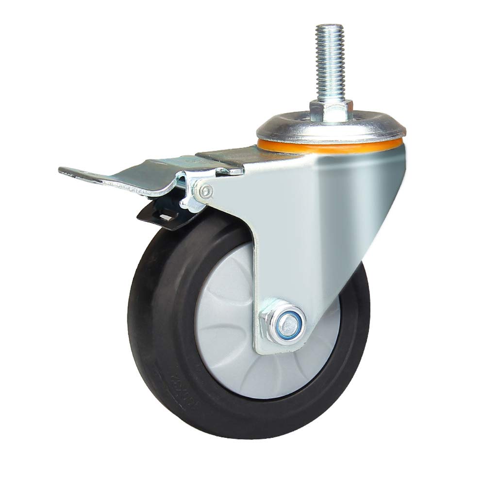 Ruedas giratorias Ruedas giratorias Ruedas de Goma con Rosca M12 Ruedas de Servicio Pesado con Freno Carrito Giratorio Universal para Muebles Silencioso con Bloqueo 320-520 KG Seguro para Pisos de Mad