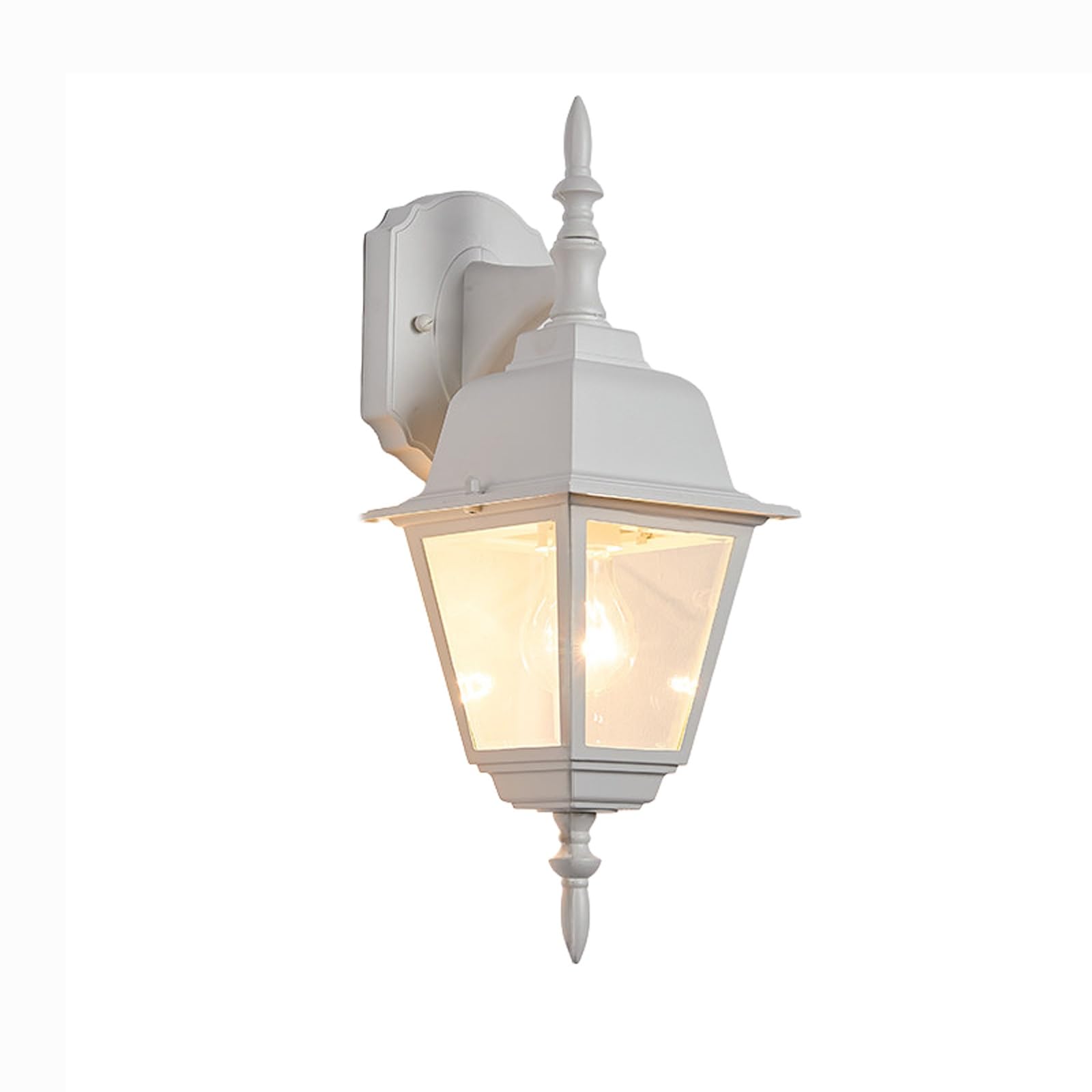OZBMA Outdoor Nordic Wall Lantern, White Aluminum Exterior Sconce with Clear Glass, Waterproof Modern Light, Lamp for Villa Entryway Facade Patio Garage Gate Porch Cottage