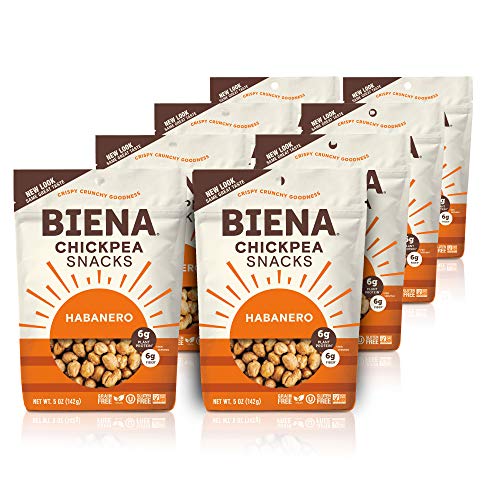 BIENA Chickpea Snacks, Habanero | Gluten Free | Vegan | Dairy Free Plant-Based Protein (8 Pack)
