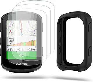 Screen Protector for Garmin Edge 840 Solar/Edge 540 GPS (3+1pack) and Silicone Case Cover,Tempered Glass Film Anti-Scratch High Definition Full Coverage