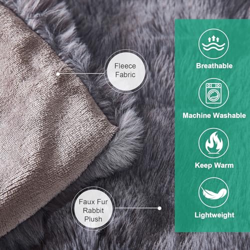 GKXLH Soft Fluffy Blanket - Fuzzy Throw Blanket for Couch, Plush Rabbit Faux Fur Blanket, Cute Cozy Blankets for Women, Warm Thick Big Bubble Blankets for Bed Sofa Bedroom Living Room - 90"x98" Queen - Cosy Home Interiors GKXLH Soft Fluffy Blanket - Fuzzy Throw Blanket for Couch, Plush Rabbit Faux Fur Blanket, Cute Cozy Blankets for Women, Warm Thick Big Bubble Blankets for Bed Sofa Bedroom Living Room - 90"x98" Queen - Image 5