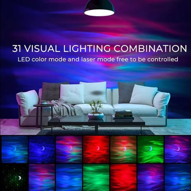 Image of SHOPOGENIX Galaxy Star Projector Night Light with Bluetooth Speaker & Remote Control | Aurora LED Sky Projection Lamp for Bedroom, Home Theatre, Party & Kids Room Decor