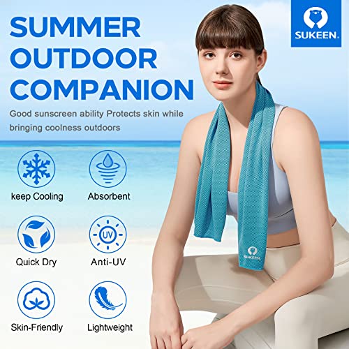 Image of Sukeen 4 Pack Cooling Towels (40 inchx12 inch),Ice Towel,Soft Breathable Chilly Towel,Microfiber Towel for Yoga,Sport,Running,Gym,Workout,Camping,Fitness,Workout & More Activities