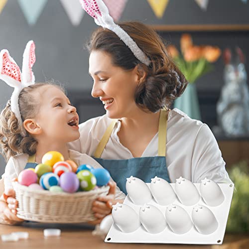 Onnpnn 8 Cavity Easter Egg Silicone Mold, Egg Shape Chocolate Candy Fondant Molds, 3D Food Shape French Dessert Moulds, Creative Easter Eggs Ice Cube Baking Tray For Soap Resin Lotion Bar #TOP5