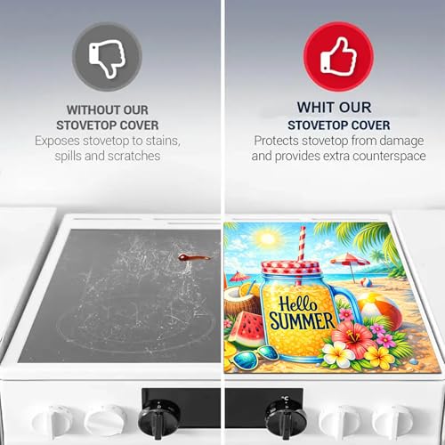 Image of HOMETITUTE Hello Summer Stove Top Cover 28x20 Juice Jar Beach Heat Resistant