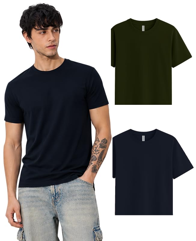 Image of Sleepynuts Men's Everyday Wear Crew Neck Regular Fit T-Shirt | Half Sleeve Solid Plain Casual T-Shirt for Men | Soft Breathable Fabric |