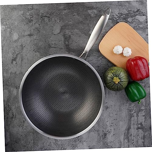 Wok de acero inoxidable con mango antideslizante miniatura 4