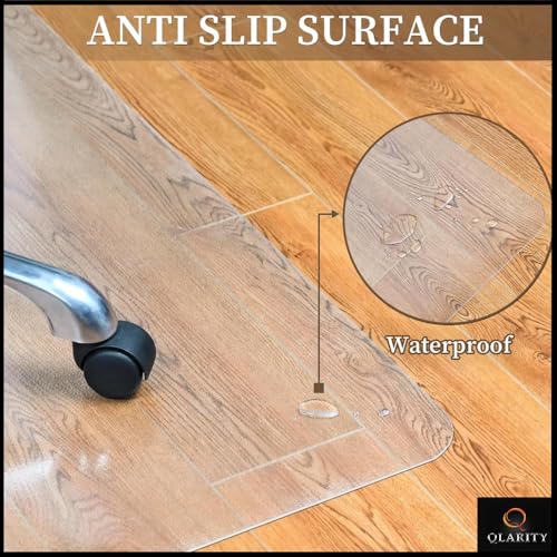 Image of Qlarity Covers Office Chair Mat for Hardwood, Tile & Laminate Floors | Frosted Floor Protector | Anti-Slip, Scratch Protection, Smooth Rolling | 2mm, 36 x 48 Inch, Rectangular | PVC Material