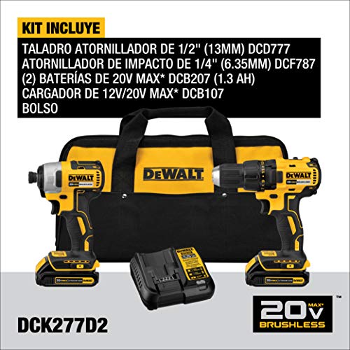 DEWALT 20V MAX Cordless Drill Combo Kit , Brushless, (DCK277C2)