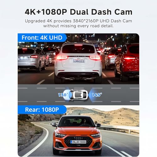 4K Mirror Dash Cam,Rear View Mirror Camera with WiFi,Dash Cam Front and Rear for Car,G-Sensor,7/24H Parking Mode,12" Touch Screen,Includes 64GB Card - Image 3