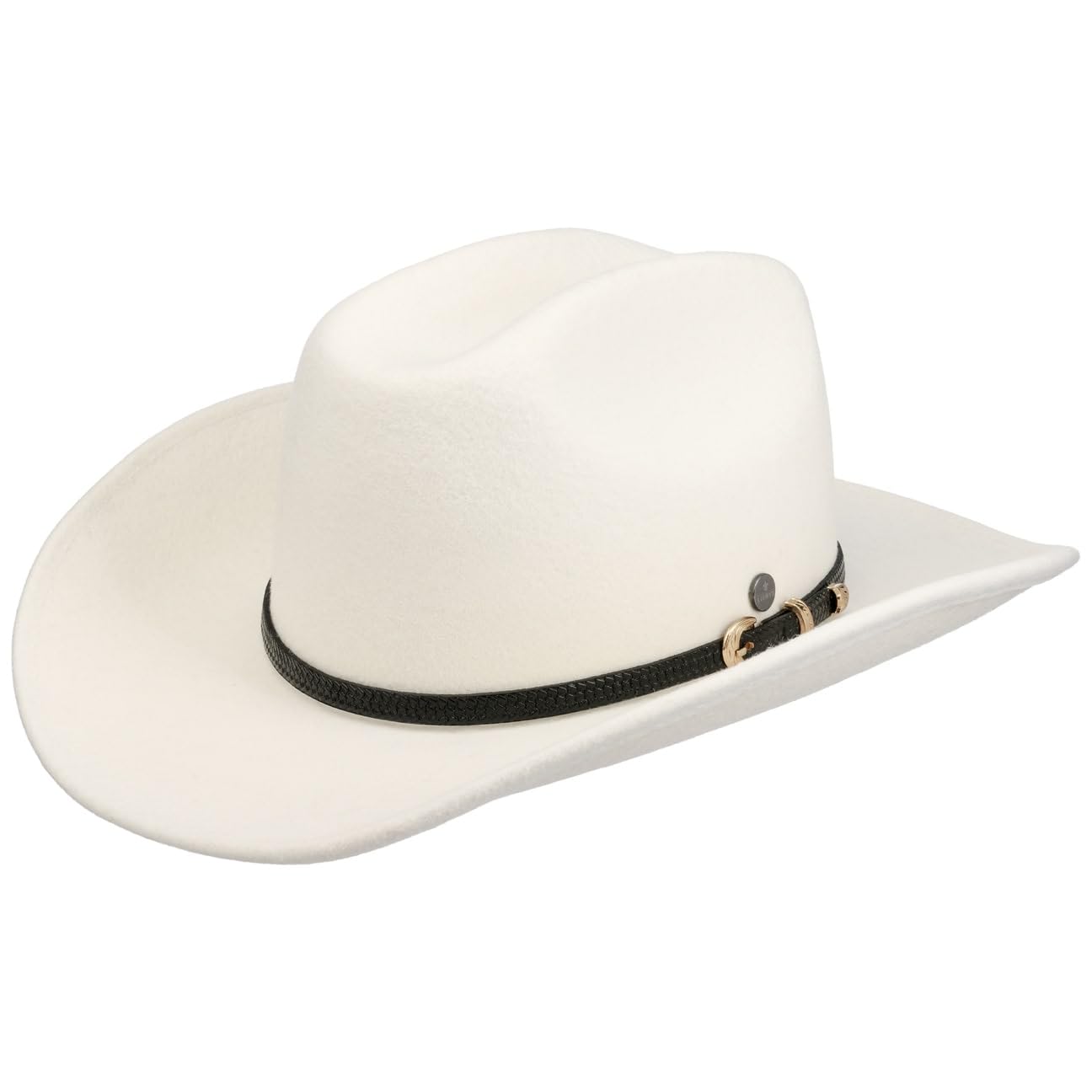 Lierys Jornick Cowboy Felt Hat Faux Leather Band Plain Color Made in Italy Men Autumn Winter White
