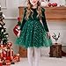 2026 Babygirl Velvet Ruffle Trim Dress Long Sleeve Splicing Mesh Sundress Sequin Party Holiday Pleated Dresses,Green,7 Years