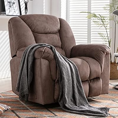 ANJ Oversized Rocker Recliner Chair Manual 360 Degree Swivel Recliners Comfy Glider Rocking Chairs for Big Man Home Extra Wide Overstuffed Reclining Chair for Living Room by ANJ