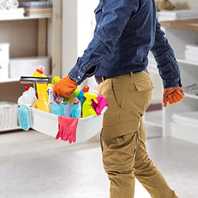 TOPZEA Large Plastic Cleaning Supplies Caddy, Cleaning Supply Organizer Bucket for Dorm Bathroom Kitchen