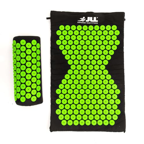 JLL Fitness Acupressure Mat Set - Prick Free Acupuncture Mat and Acupuncture Pillow for Relaxation and Pain Relief - Massage Mat, Acupressure Cushion, Washable Cover and Travel Bag (Green) - Image 4
