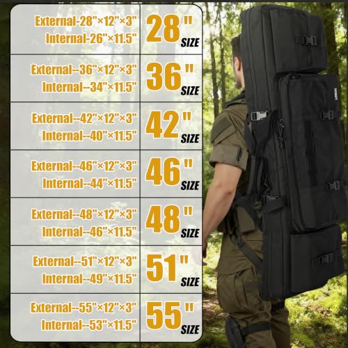Image of 28 /32 /36 /42 /46 /48 /51 /55 inch Double Rifle Case Soft Gun Bag Tactical Backpack | Portable Long Rifle Bag for Outdoor Hunting Shooting, Gun Case Firearm Storage & Transportation, Hunting Shooting Range