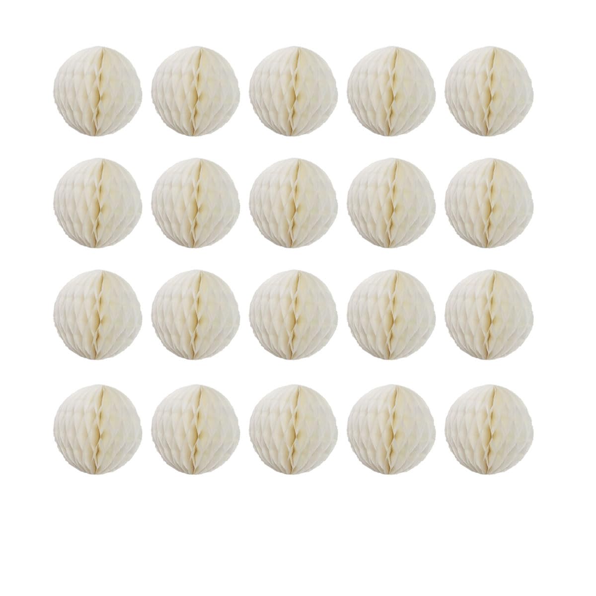 20pcs 3inch Honeycomb Decoration Paper Flower Balls Tissue Paper Pom Poms for Birthday Wedding Home Decor (3inch, Beige)