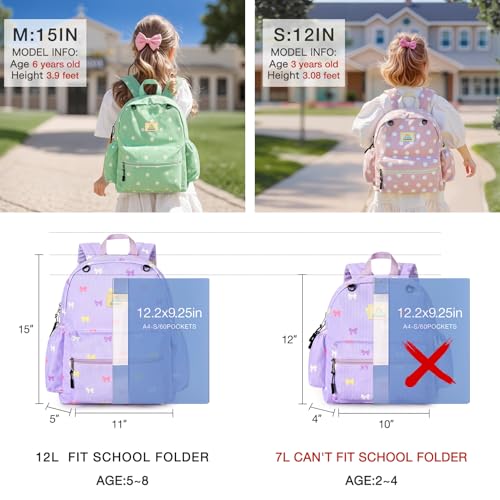 Image of STEAMEDBUN Corduroy Kids Backpack for Girls 5-8: Girls Backpack for Elementary Kindergarten - 15 inch Cute Backpacks for Kids - Purple Bow
