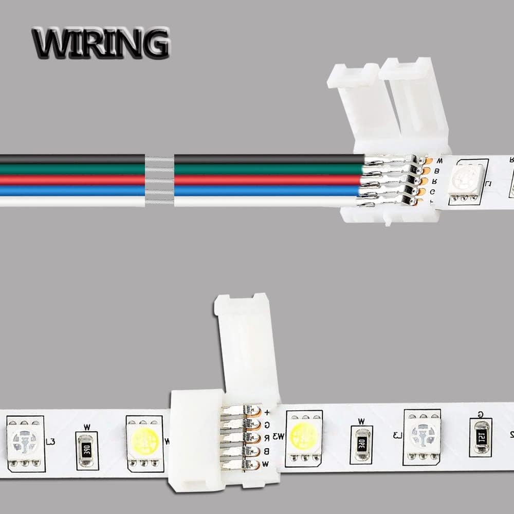 30m/100ft RGBW LED Extension Cable 22 Gauge 5Pin 12V DC Electrical Wire 5 Core 22AWG Wires with 10PCS Connectors for RGBW 3528 5050 Led Strip - Image 7