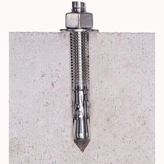 Wedge Type Fully Threaded Design Expansion Zinc Plated Anchor Bolts Pack of 10 Pcs Fasteners through Bar (10mmX75mm)