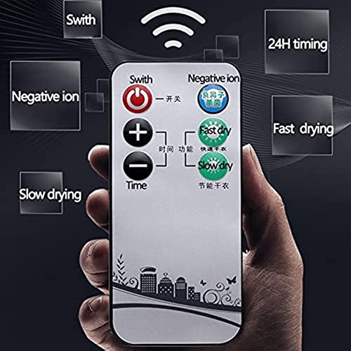 HSRG Elektrische wasdroger, 2300 W, draagbare negatieve ionen-warmeluchtdroger, wasdroger met tijdbesturing en afstandsbediening, voor het drogen van textiel in het huishouden - Image 8