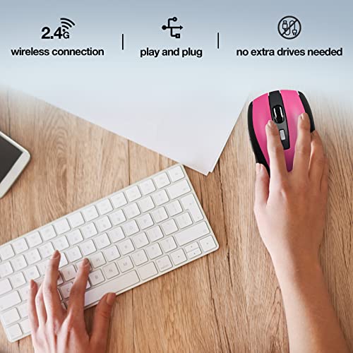 Guiheng-Wireless-Mouse-24Ghz-Wireless-Mouse-Computer-Mouse-1200DPI6-Buttons-with-Nano-Receiver-for-LaptopPCChromebookComputerNotebookOffice-Pink