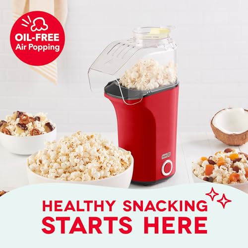 Image of Dash Fresh Pop Popcorn Maker, 16-Cup Hot Air Popper, Red